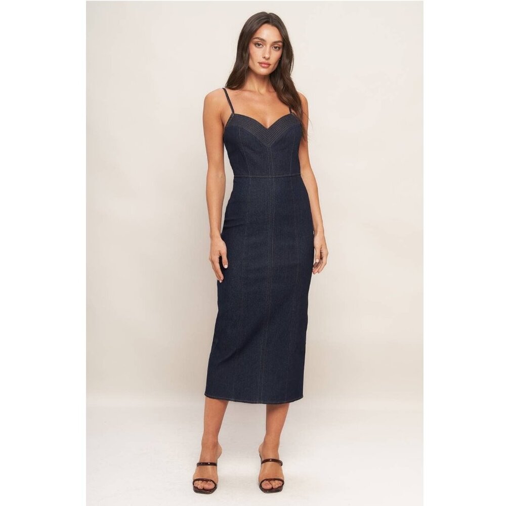 PRIMP BOUTIQUE Flying Tomato Denim Bodycon Dress (L)